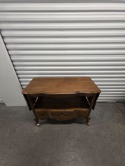 French Provincial Wood Tea Cart with Drop Leaves