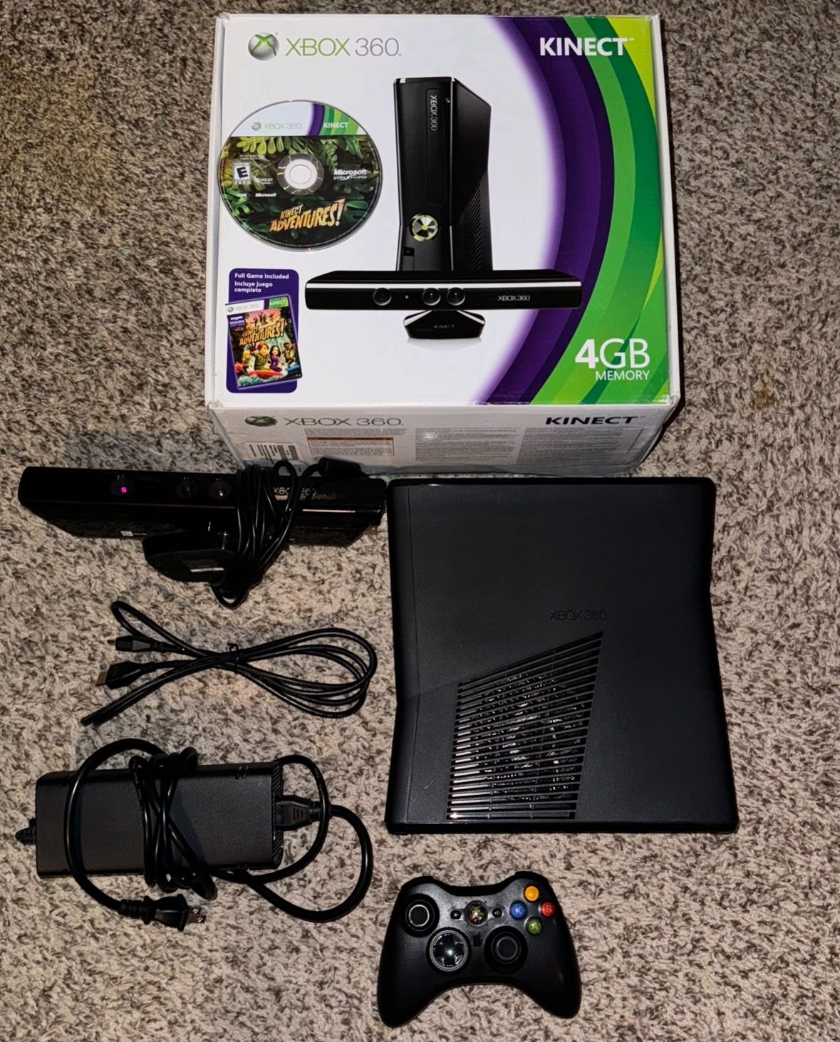 XBOX 360 SLIM CONSOLE WITH VIDEO GAME & CONTROLLER