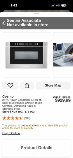 Cosmo 24 in. Haven Collection 1.2 cu. ft. Built-in Microwave Drawer, Touch Controls, Defrosting Rack in Stainless Steel