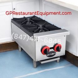 NIB Commercial Restaurant CounterTop 2 Burner Range Hot Plate  NG Or LP