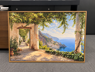 Golden Hour in Amalfi – 24" x 36" Framed Coastal Wall Art