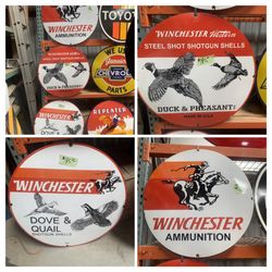 Winchester  ,  Remington , SMITH & Wesson 30 inch porcelain signs 