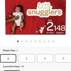 Huggies Little Snugglers Baby Diapers, Size 2, 148 Ct