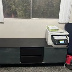 TV Stand/Office Storage (brown and glass)