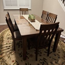 Ashley Furniture Dining Rooms W/ 6 Chairs & Table Cover