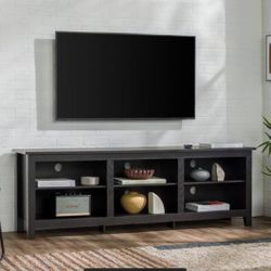 New Black 70" TV Stand with Adjustable Shelves 