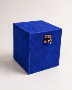 Royal Blue Velvet Gift / Jewelry Keepsake Box w Gold Latch
