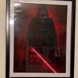 Darth vader custom art piece on black frame