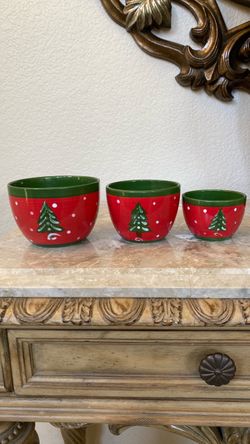 Christmas Tree Ceramic Nesting Bowls Set of 3