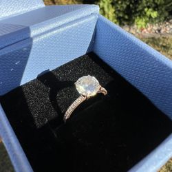 Moissanite Engagement Ring + Wedding Band Set 