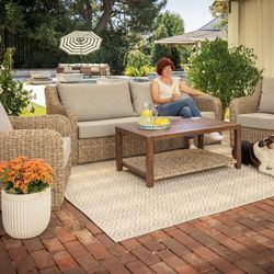 4pc Outdoor Patio Set With Cushions NEW Gray 