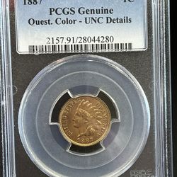 1887 PCGS Genuine Quest Color-unc Details 