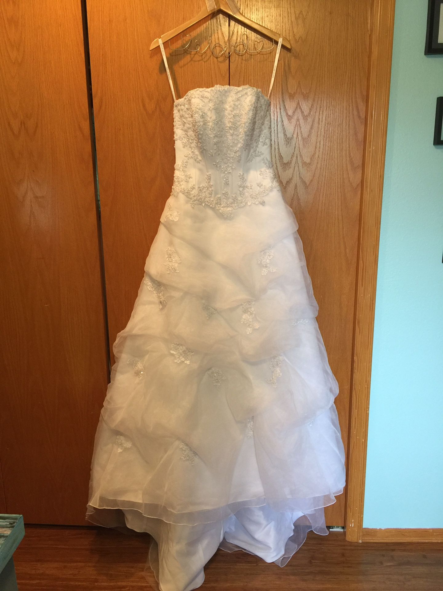 White Princess ball gown from David’s Bridal