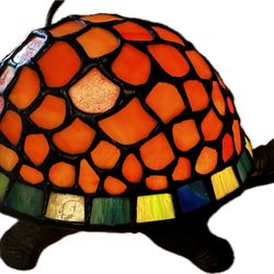 Tiffany Style Vintage Stained Glass Turtle Accent Table Lamp Night Light