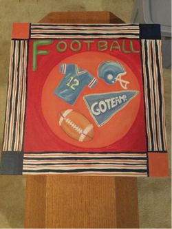 Painted Canvas Football Sports Picture 12 in Square