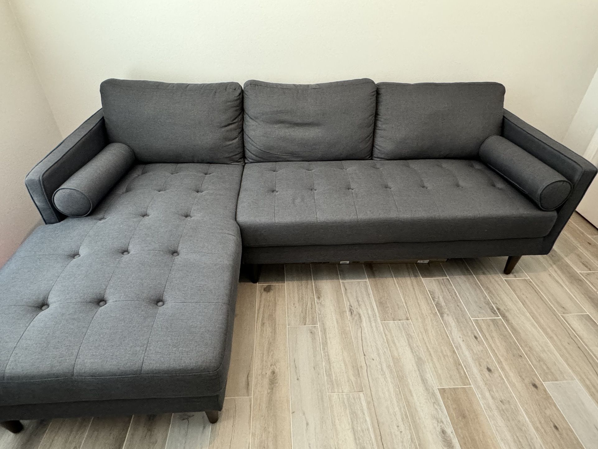 City Furniture- Rue Gray Fabric Right Chaise Sectional 