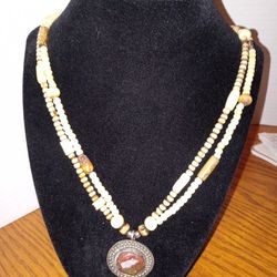 Large 24"  1980 Maya Evangelista Multi Gemstones (Not Plastic )Necklace The Center Medallion