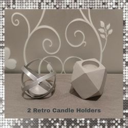 2 RETRO TEA LIGHT CANDLE HOLDERS
