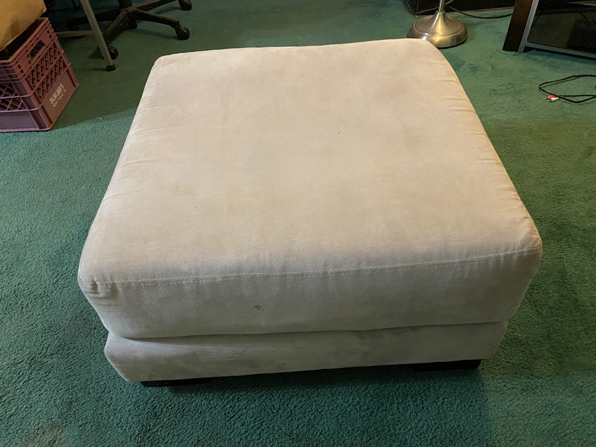 Tan Microfiber Ottoman Footrest Coffee Table
