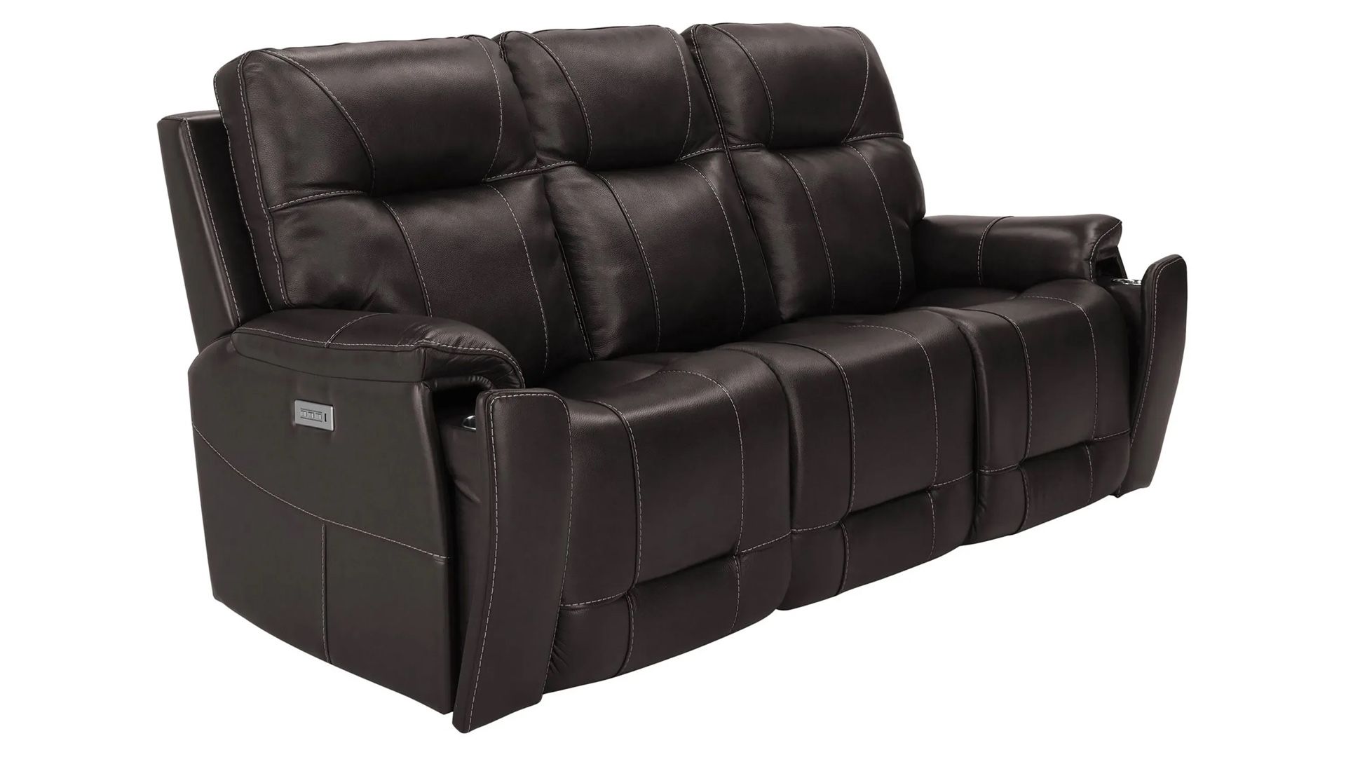 Leather Three Seat Power Sofa w/Power Headrest & Lumbar
