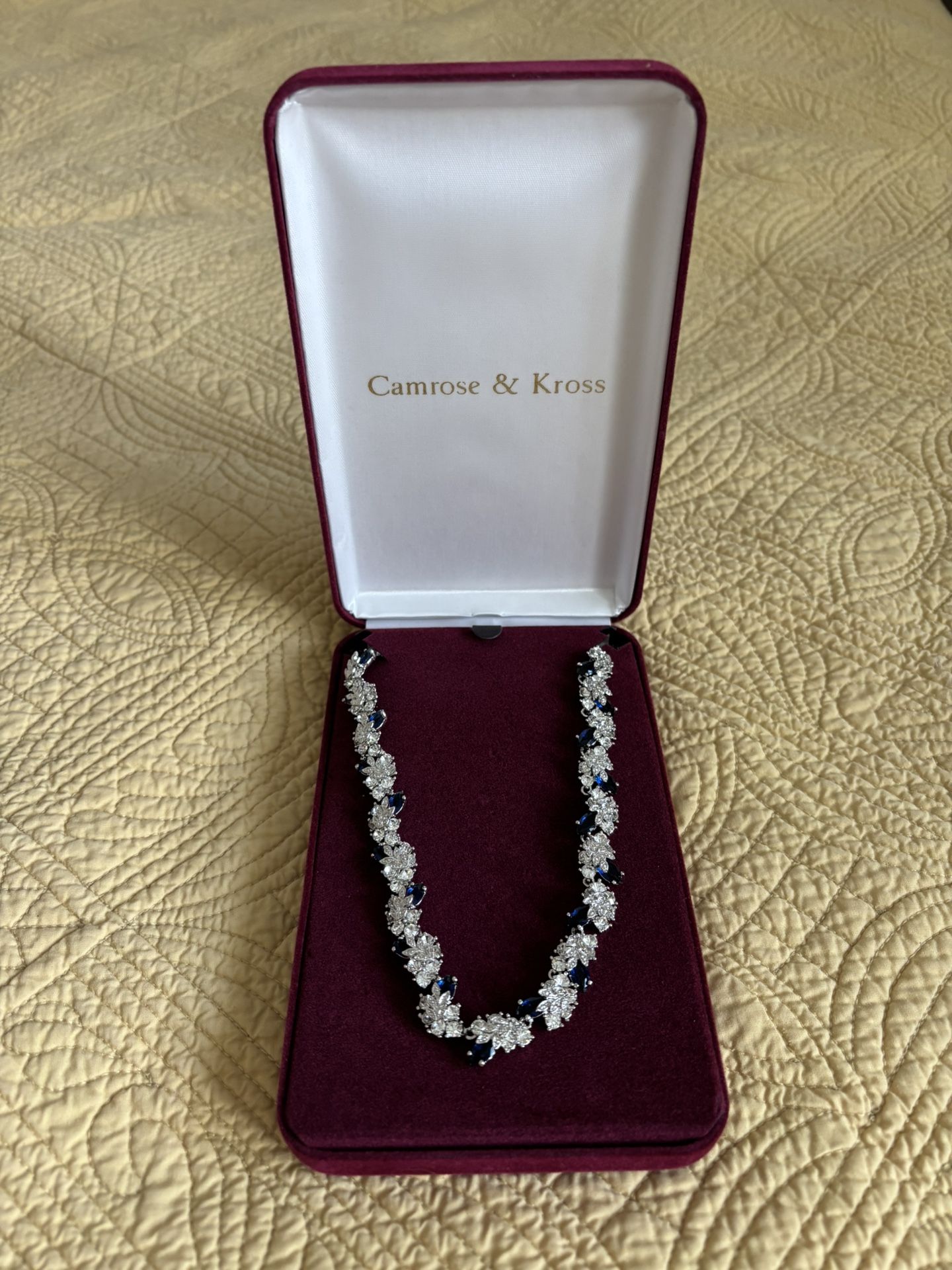  Jackie Kennedy Faux Sapphire Diamond Rhinestone Necklace