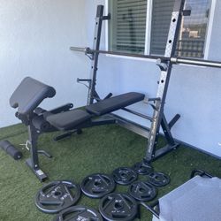Bench Press Squat Rack with Weights