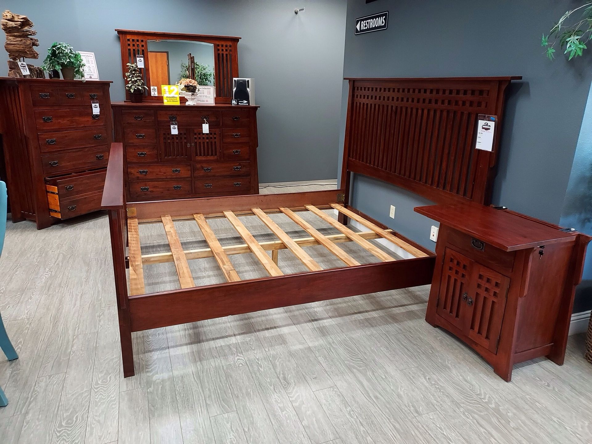 SALE! Solid Mahogany Cal King 6 Piece Bedroom Set - Mission