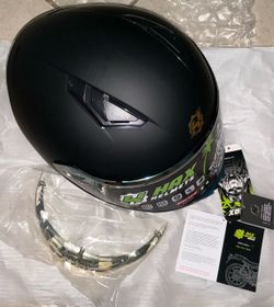 HAX Obsidian Full Face Dual Visor Adult Motorcycle Helmet Medium Mate Black Gold