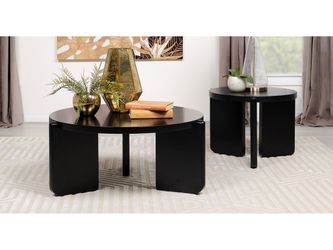 Cordova Black 2-piece Solid Wood Coffee and End Table Set
