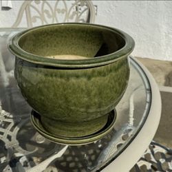 Olive Green Ceramic Pot