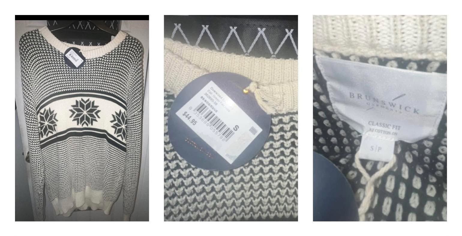 CottonOn Oversized Crew Knit Sweater (color: Green Fair Isles) *Org Price $45*
