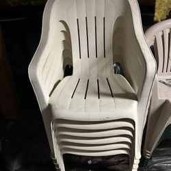 6 High Back Chairs White 