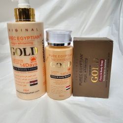 Pure Egyptian Magic gold face and body lotion set