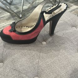 Moschino Suede & Leather Sling Back Pump