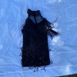 Black Sequin And Fringe Shaker Shorts/Costume