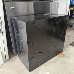 Black Solid Wood End Table 