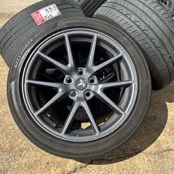 4x OEM 18” Tesla Model 3 AERO wheels Bald tires 5x4.5 rims