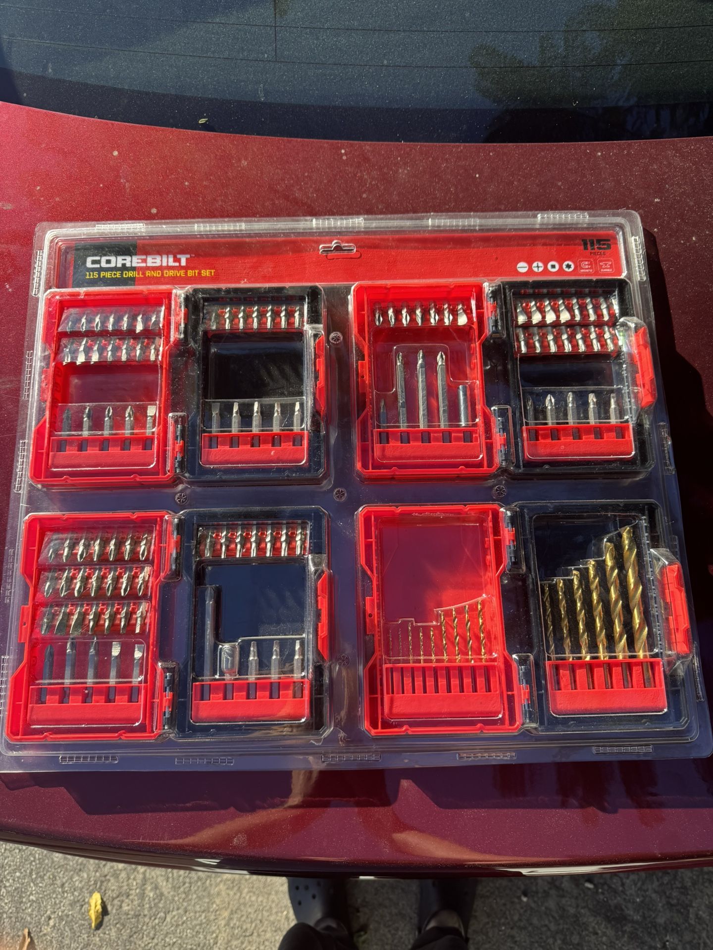 COREBILT 115-Piece Magnetic Durable Drill and Drive Bit Set, Metal, Silver/Gold