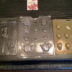 Set Of 3 Candy Mold Sheets Christmas, Tea Party . Strawberries It Is Wilson Brand 