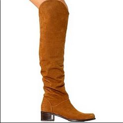 Stuart Weitzman Women's Dunkirk Nubuck Luggage Rice Boots US-Size 5 New.