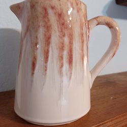 Salmon/White Glazed Pitcher 