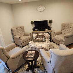 Tufted Taupe Push-back Recliners 