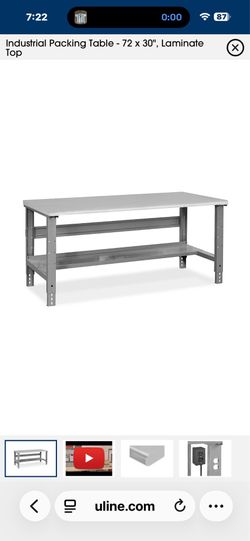ULINE PACKAGING INDUSTRIAL DESK TABLE LIJE NEW WITH OUTLET 72”x23” FREE DELIVERY