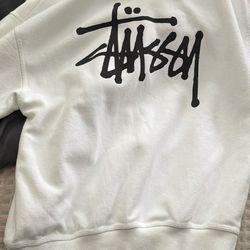 White stussy hoodie size:m