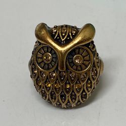 Lucky Brand Owl Ring with Beautiful Yellow Crystals. 7 1/4 sz
