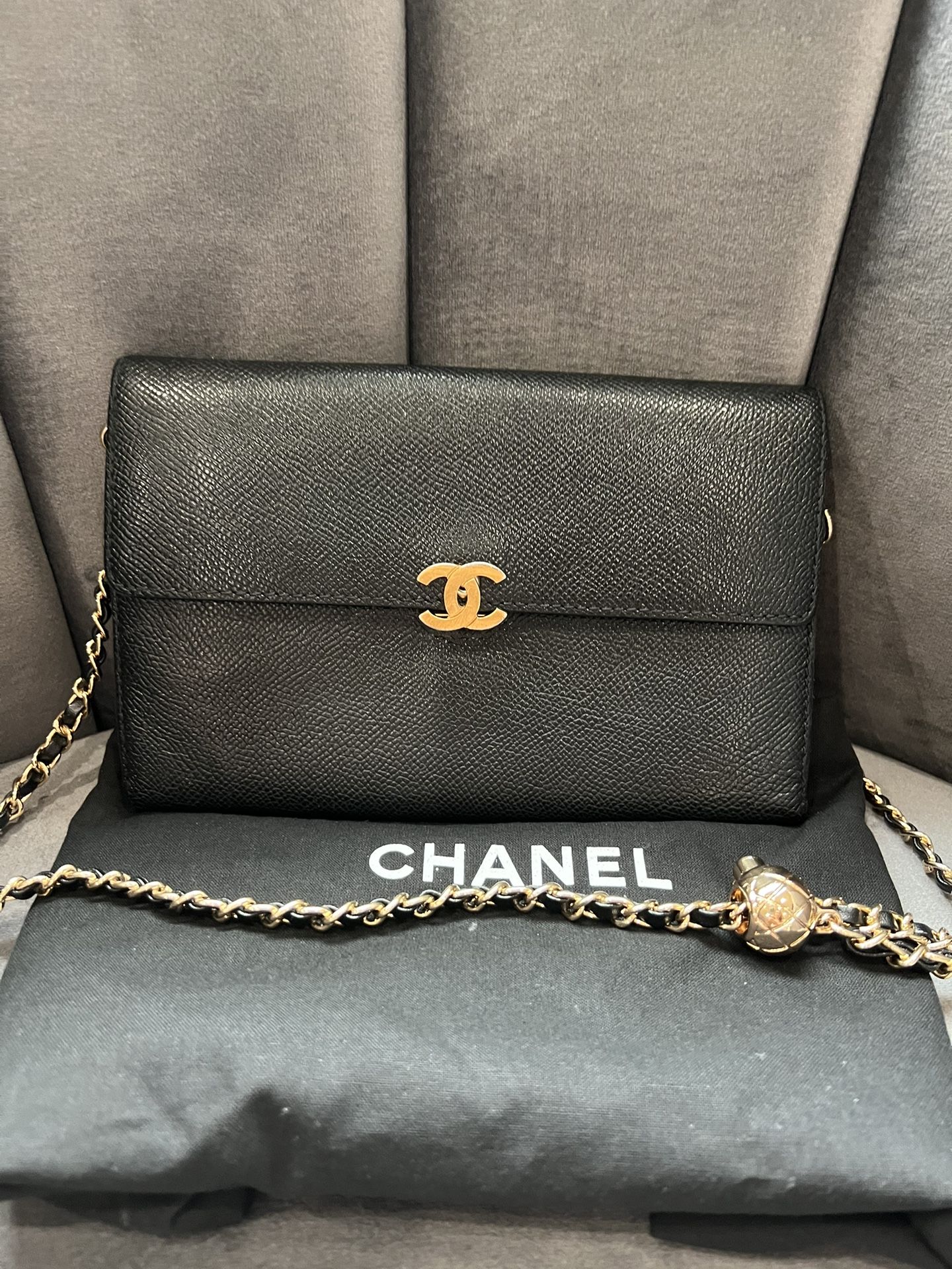 Chanel Caviar Black Wallet On Chain 