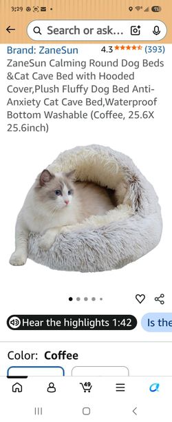 ZaneSun Calming Round Pet Cave Bed