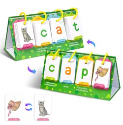 129pcs CVC Word Flashcards - Double Sided Short Vowel Word Flashcards, Phonics Desk Calendar Cards, Sight Words Games Learning Set for Parent-Child Ed