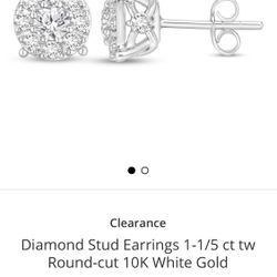 Kay Jewelers Diamond Stud Earrings 1-1/5 ct tw Round-cut 10K White Gold 