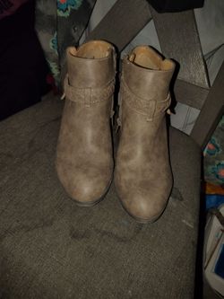 Tan Ankle Boots with Strap Detail size 8